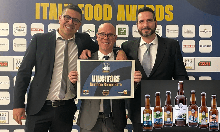 Birrificio Baroni Birra vincitore Italy Food Awards con riquadro etichette