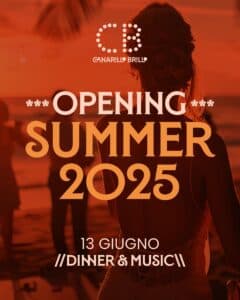 Canarillo Brillo Opening giugno locandina tramonto Dinner & Music